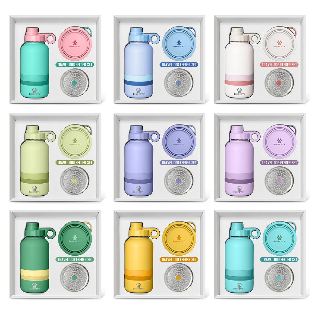 Free Sample 32oz 3 in 1  Leak-proof Travel Water Bottle for Dogs  Humans Single Wall Detachable Food Water Bowls