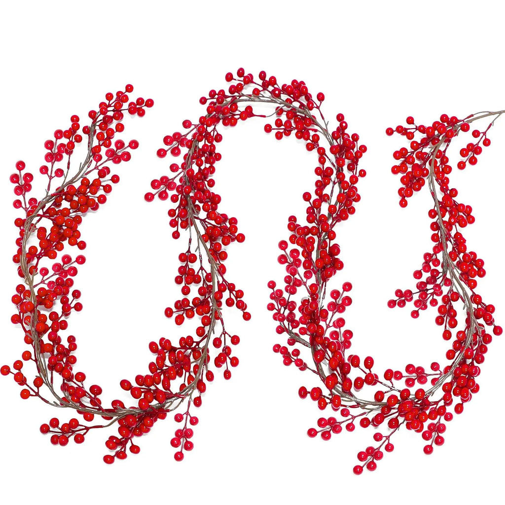 1.8m Artificial Red Fruit Berry Christmas Wreath Garlands Cross-Border Rattan Border for Home Decorations Party Supplies for