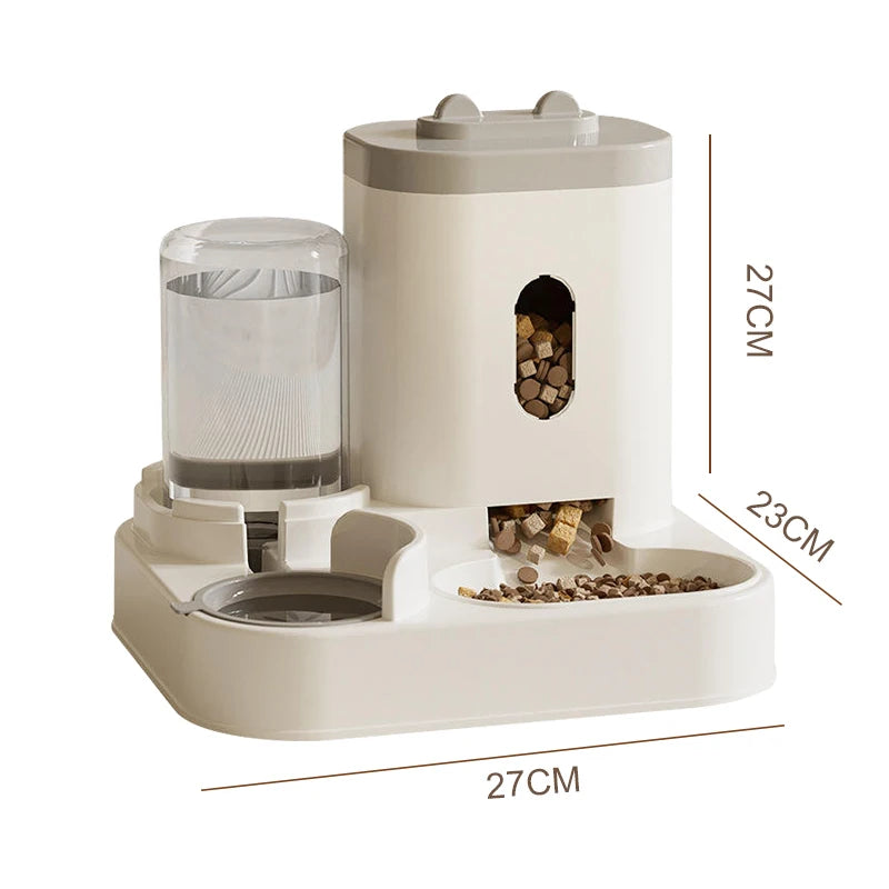 HUTUMI 2025 Eco-Friendly Two-in-One Automatic Pet Bowl Solid Design Plastic Water Fountain for Dog and Cat Food Pet Supplies