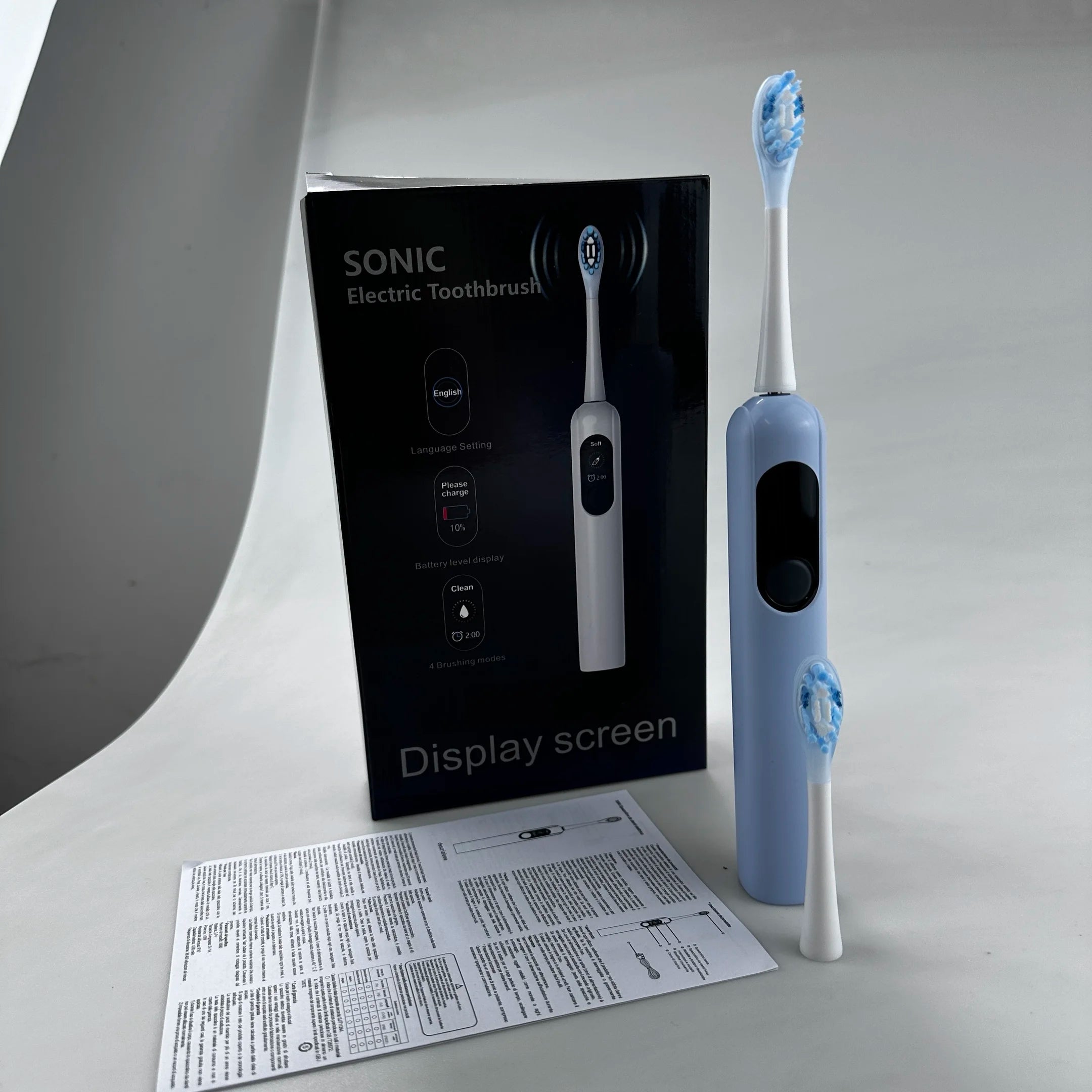 Private Label LED Screen Display Electric Toothbrush Waterproof Rechargeable 4 Modes Sonic Electronical Toothbrush