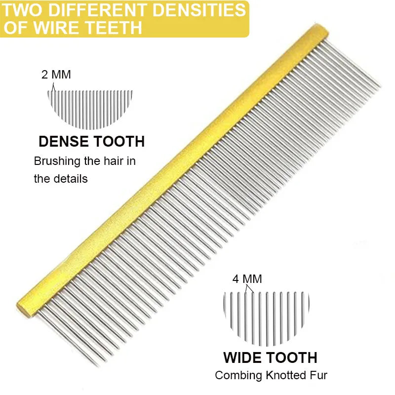 Professional Cats Stainless Steel Pins Comb Dog Metal Hair Buster Comb Pet Comb for Shedding and Detangling