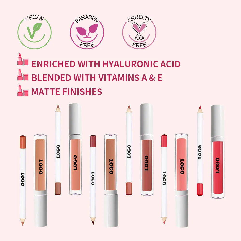 New Design Waterproof Long Lasting Makeup Private Label Lip Gloss Lipliner Set