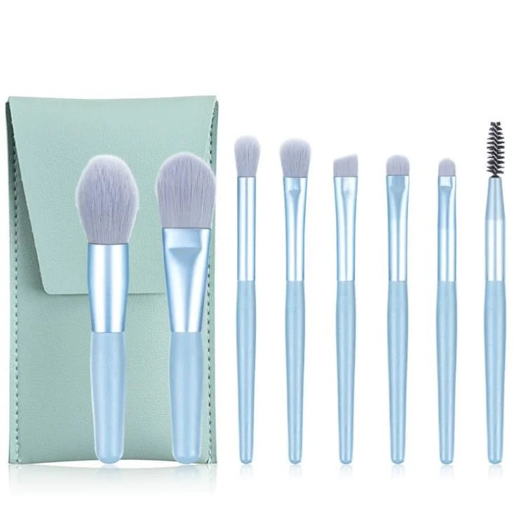 Premium Mini 8pcs Travel Makeup Brush Set Soft Synthetic Bristles, Essential Cosmetics Tools Kit Customized logo