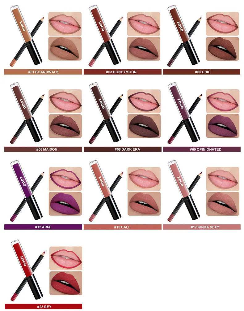 New Design Waterproof Long Lasting Makeup Private Label Lip Gloss Lipliner Set
