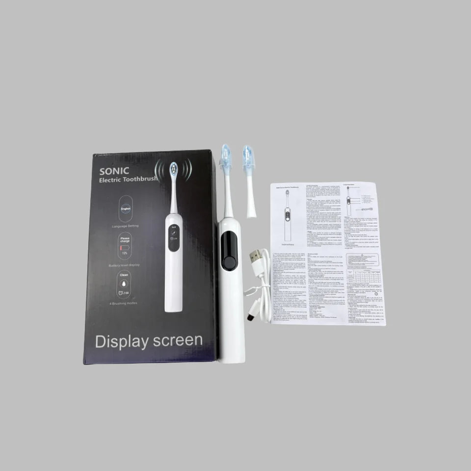Private Label LED Screen Display Electric Toothbrush Waterproof Rechargeable 4 Modes Sonic Electronical Toothbrush