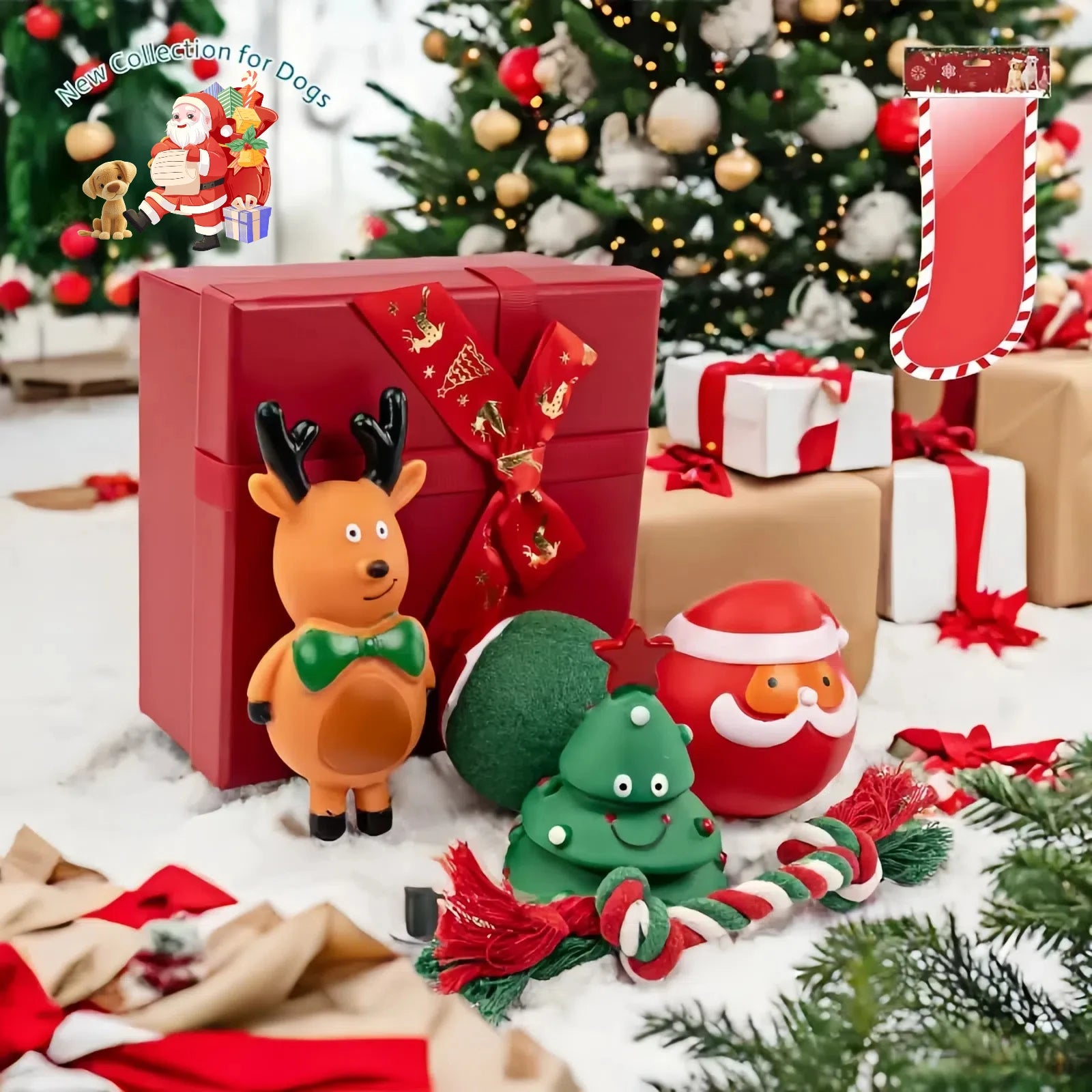 Wholesale Christmas Pet Accessories Customized Dog Gift Squeak Toys Multi-Pack with Unique Packaging