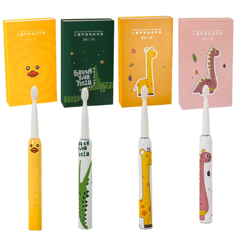 Cute Animal Series Rechargeable Soft Bristle Electric Toothbrush Light Children Electric Toothbrush for Kids Comfortable Grip