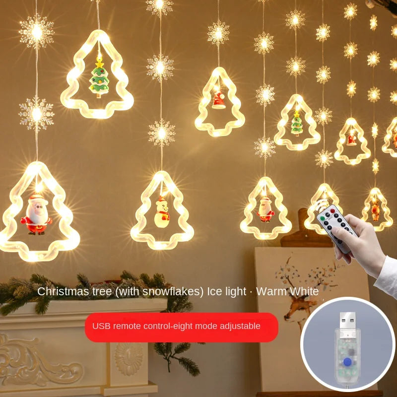 New Warm White Christmas Led Light Xmas Curtain String Light Christmas Decorations Indoor