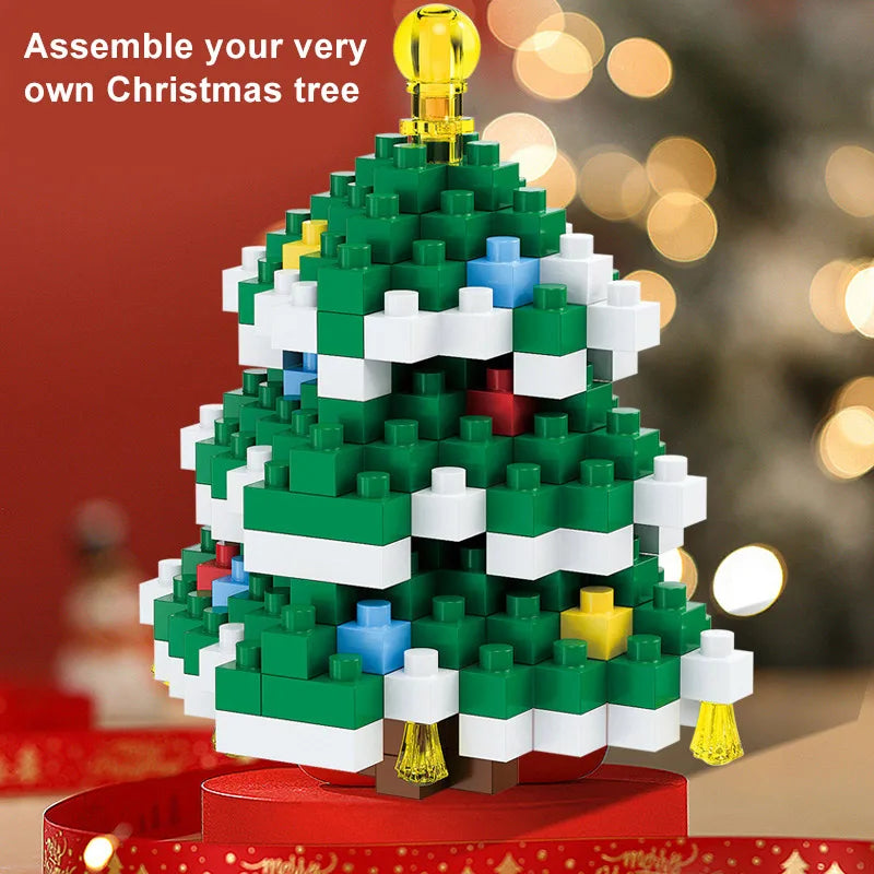 Hot Selling Plastic Building Block Series Christmas Figures Snowman Mini Brick Toys Early Learning Tool Set for Kids