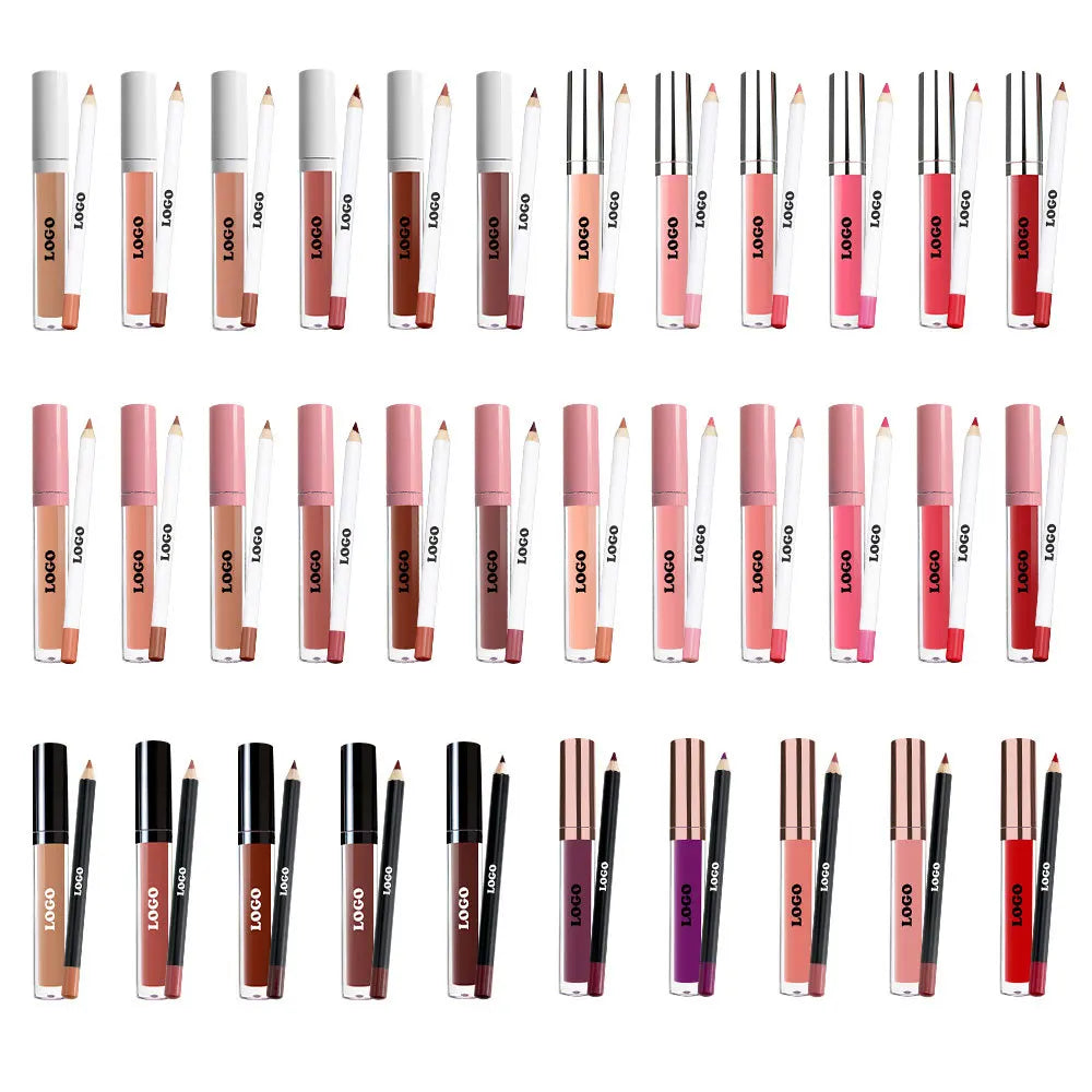 New Design Waterproof Long Lasting Makeup Private Label Lip Gloss Lipliner Set