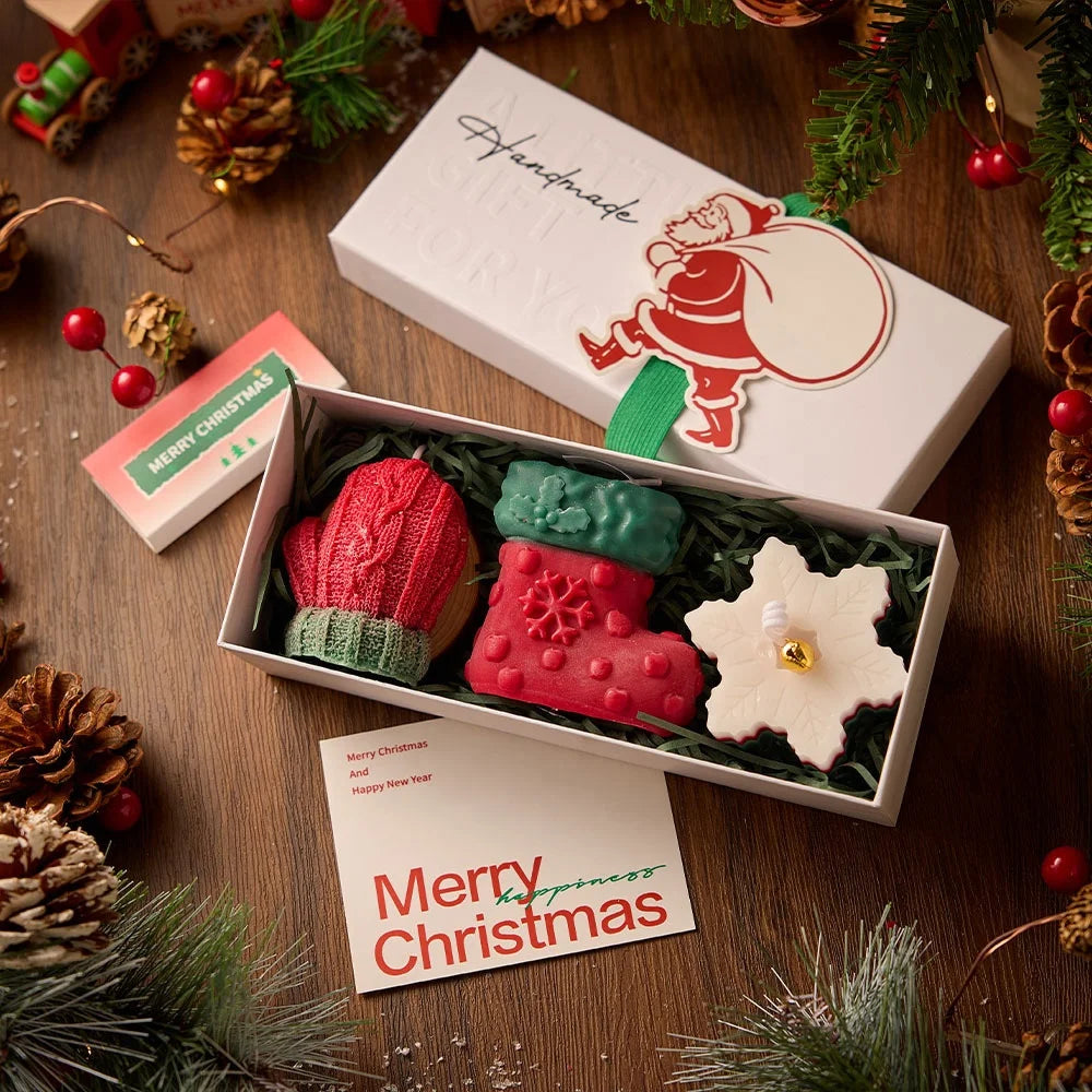 Natural Soy Candle Christmas Candles Set Christmas Candles for Home Scented Winter Holiday