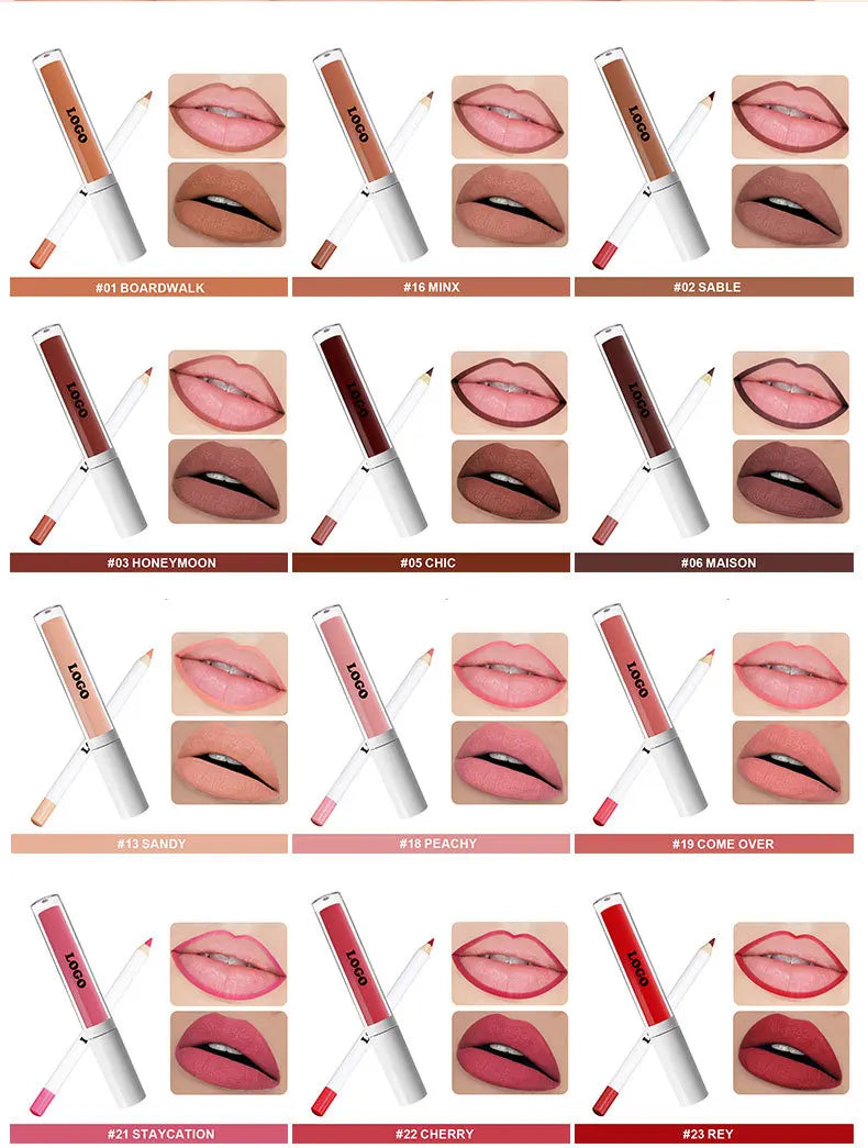 New Design Waterproof Long Lasting Makeup Private Label Lip Gloss Lipliner Set