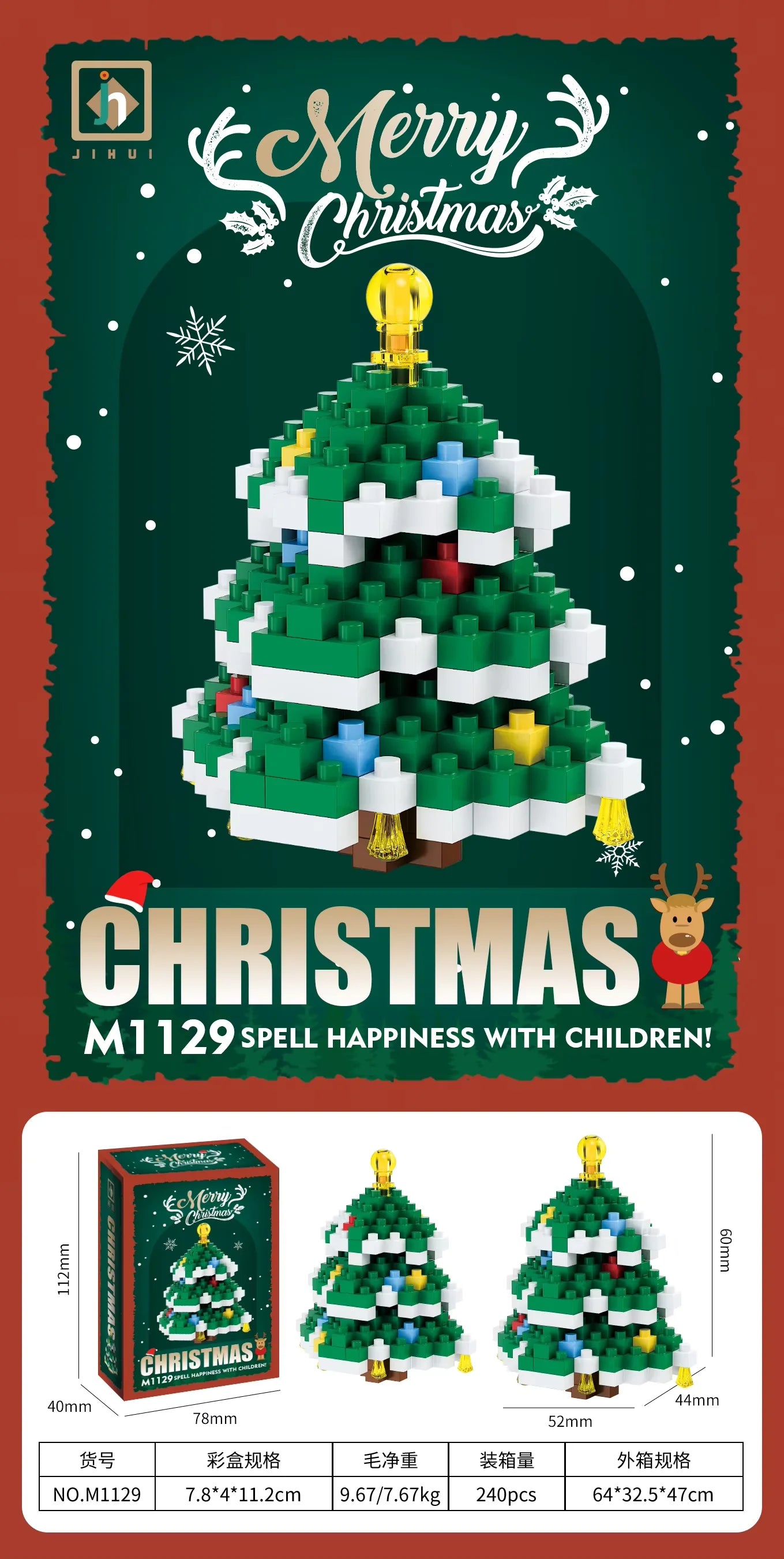 Hot Selling Plastic Building Block Series Christmas Figures Snowman Mini Brick Toys Early Learning Tool Set for Kids