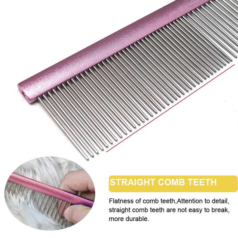 Professional Cats Stainless Steel Pins Comb Dog Metal Hair Buster Comb Pet Comb for Shedding and Detangling