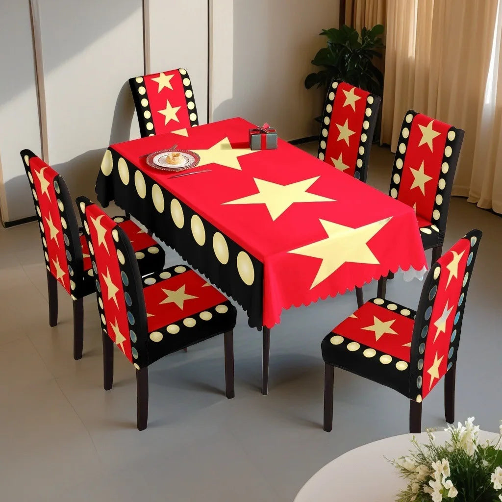 Christmas Dining Collection Tablecloth Universal Chair Covers Stain Resistant Seasonal Festival Home Kitchen Party Accessories
