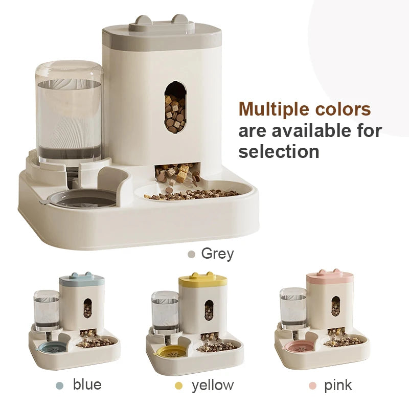 HUTUMI 2025 Eco-Friendly Two-in-One Automatic Pet Bowl Solid Design Plastic Water Fountain for Dog and Cat Food Pet Supplies