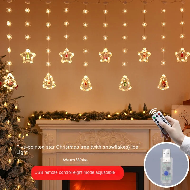 New Warm White Christmas Led Light Xmas Curtain String Light Christmas Decorations Indoor