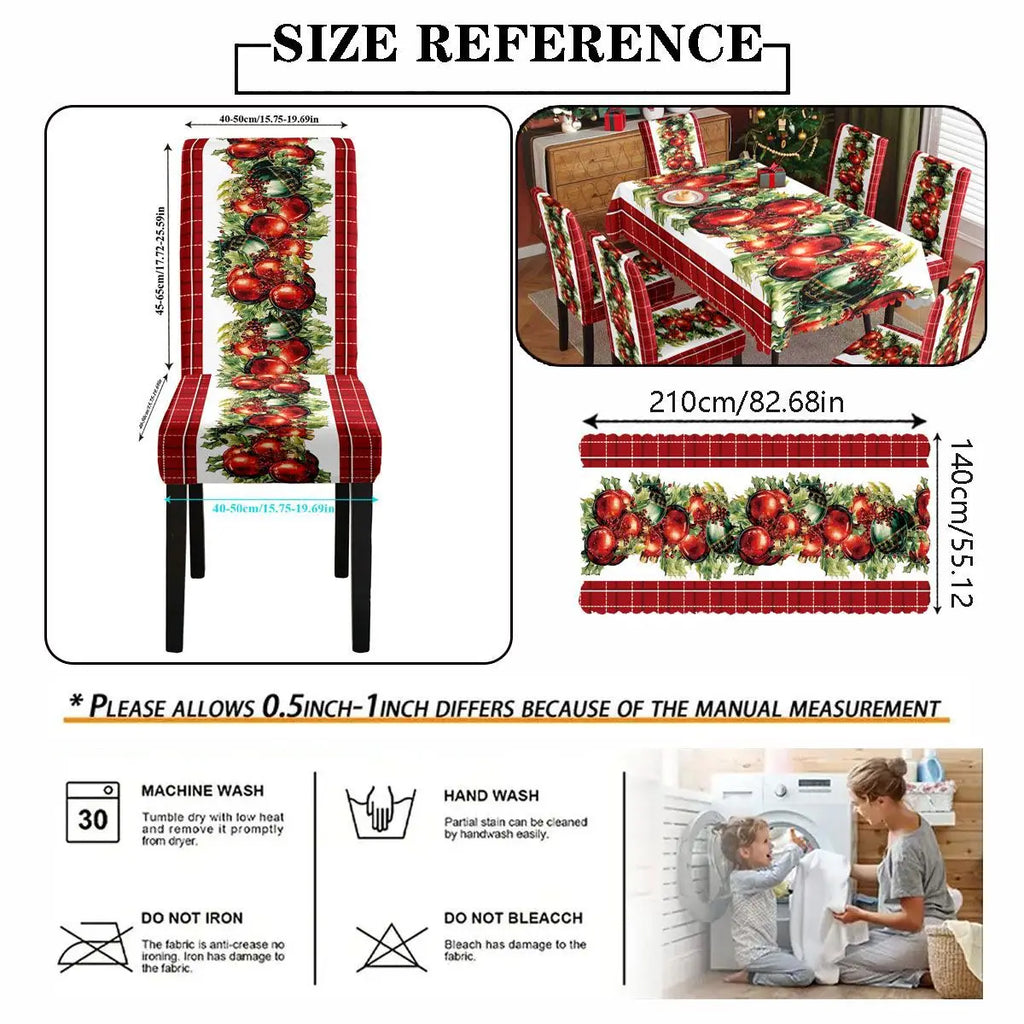 Christmas Dining Collection Tablecloth Universal Chair Covers Stain Resistant Seasonal Festival Home Kitchen Party Accessories