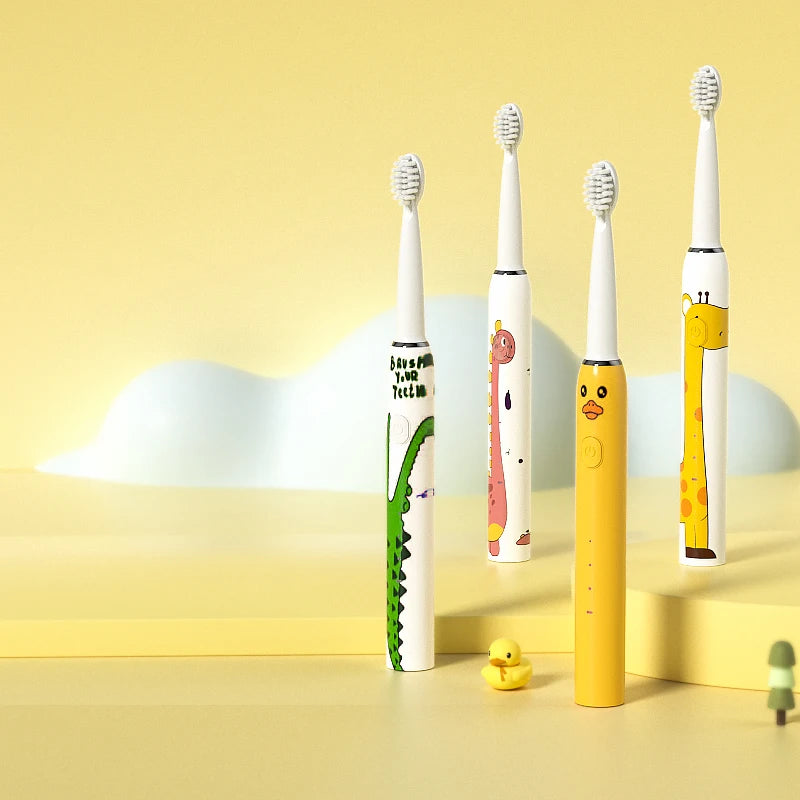 Cute Animal Series Rechargeable Soft Bristle Electric Toothbrush Light Children Electric Toothbrush for Kids Comfortable Grip