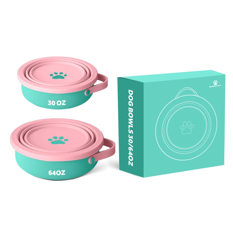 Free Sample 32oz 3 in 1  Leak-proof Travel Water Bottle for Dogs  Humans Single Wall Detachable Food Water Bowls