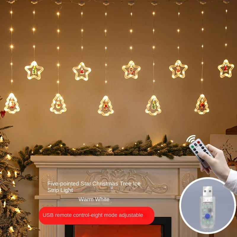 New Warm White Christmas Led Light Xmas Curtain String Light Christmas Decorations Indoor