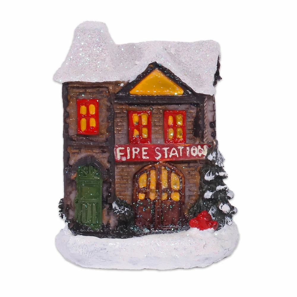 Festive Christmas Village Set with LED Lights Resin Decor Factory Direct