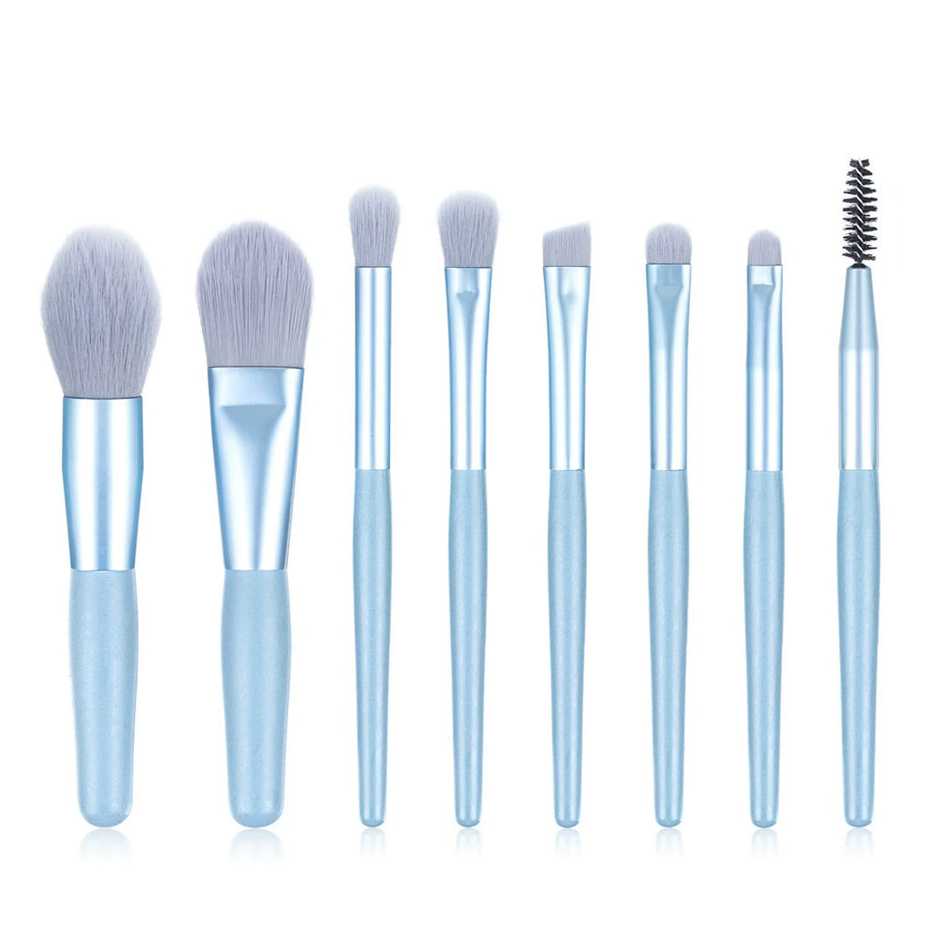 Premium Mini 8pcs Travel Makeup Brush Set Soft Synthetic Bristles, Essential Cosmetics Tools Kit Customized logo