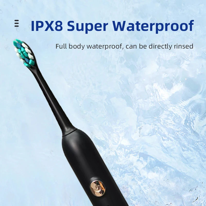 Great Value 8 Brush Electric Toothbrush Automatic Sonic Electric Toothbrush Battery Powered with Travel Case