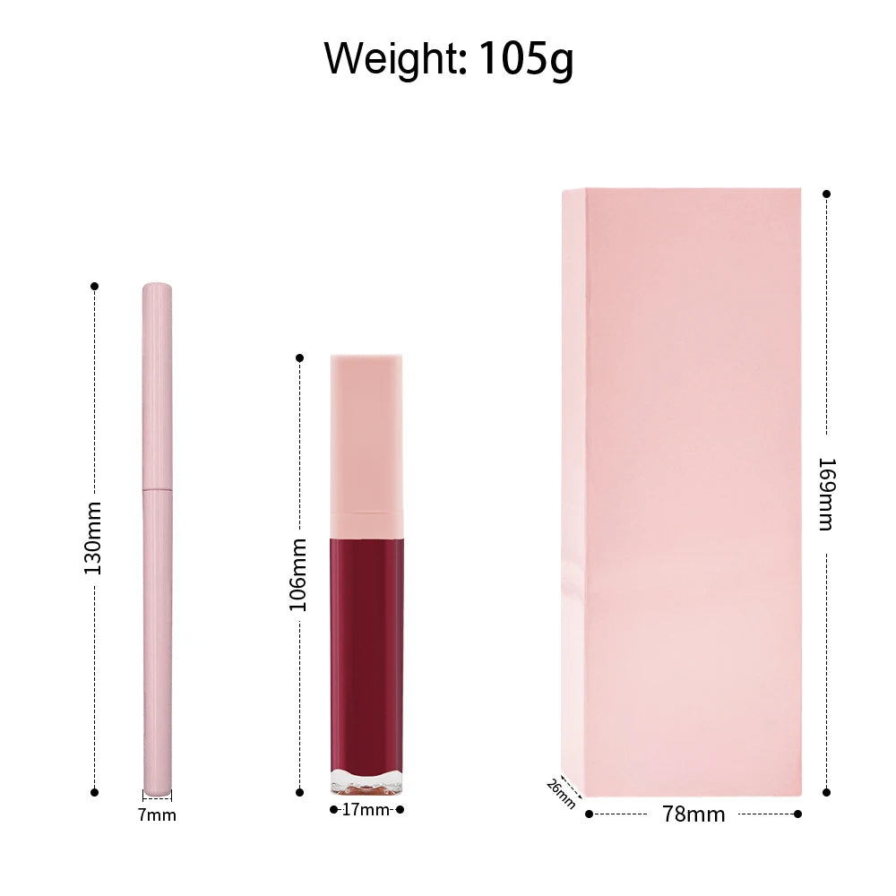 High Quality Long Lasting Moisturizing Mineral Makeup 2 in 1 Liquid Lipstick and Lip Liner Kit Custom Logo