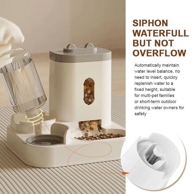 HUTUMI 2025 Eco-Friendly Two-in-One Automatic Pet Bowl Solid Design Plastic Water Fountain for Dog and Cat Food Pet Supplies