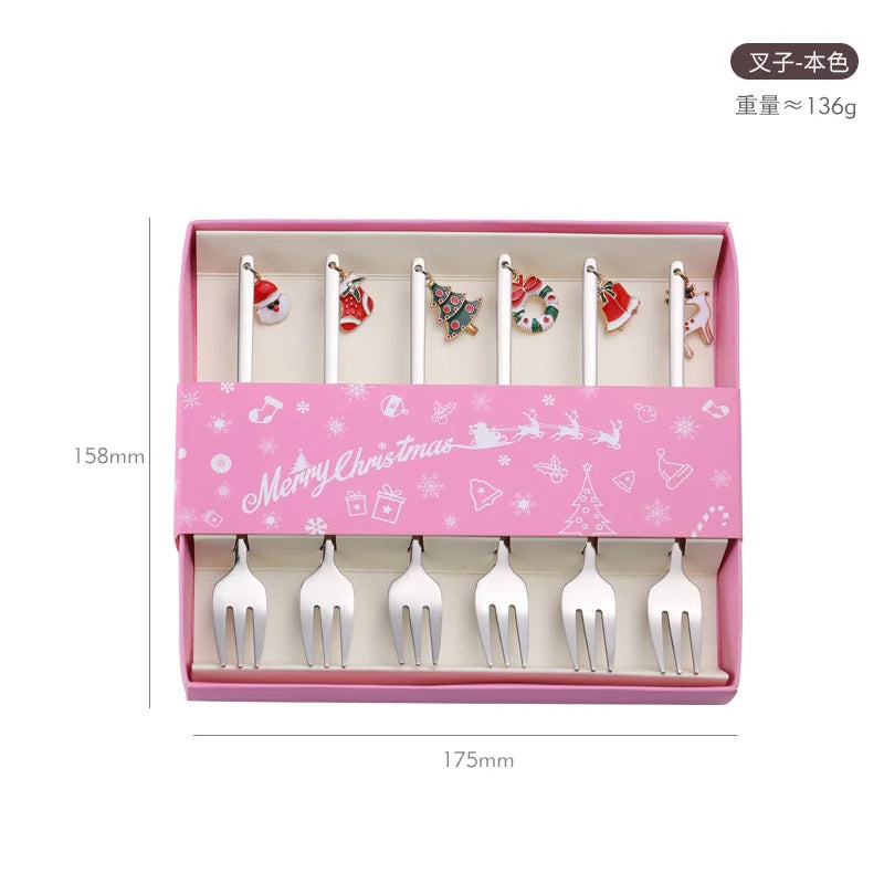 Christmas Stainless Steel Gold Coffee Spoon Set With Gift Box Package Tea Spoons Sets