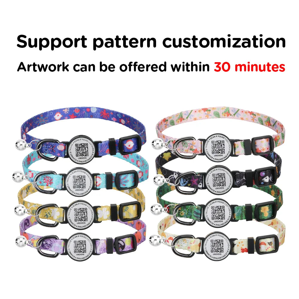 Software Ready Wholesale Custom Fashion Adjustable Breakaway Cute Modern Pet Cat Neck Collar Belt Luxury With Bell
