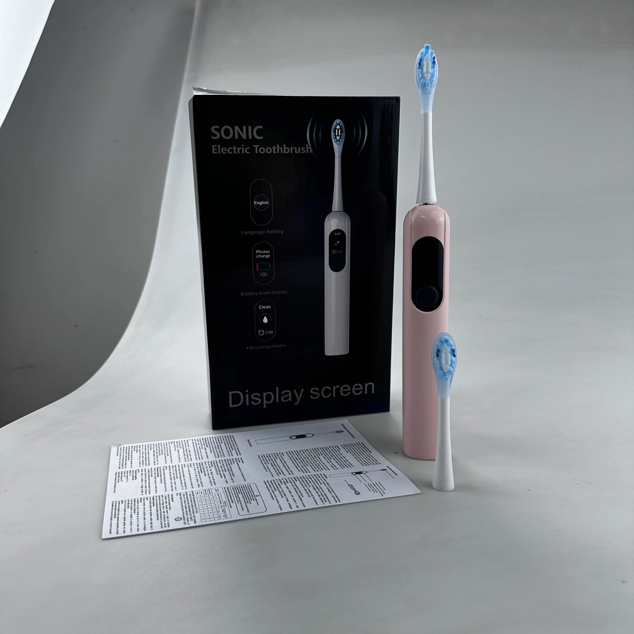 Private Label LED Screen Display Electric Toothbrush Waterproof Rechargeable 4 Modes Sonic Electronical Toothbrush
