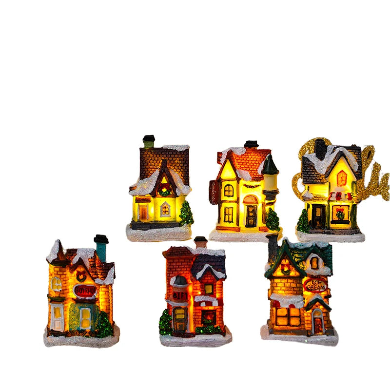 Festive Christmas Village Set with LED Lights Resin Decor Factory Direct