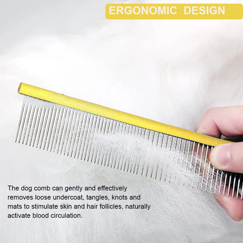 Professional Cats Stainless Steel Pins Comb Dog Metal Hair Buster Comb Pet Comb for Shedding and Detangling