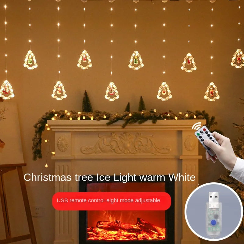 New Warm White Christmas Led Light Xmas Curtain String Light Christmas Decorations Indoor