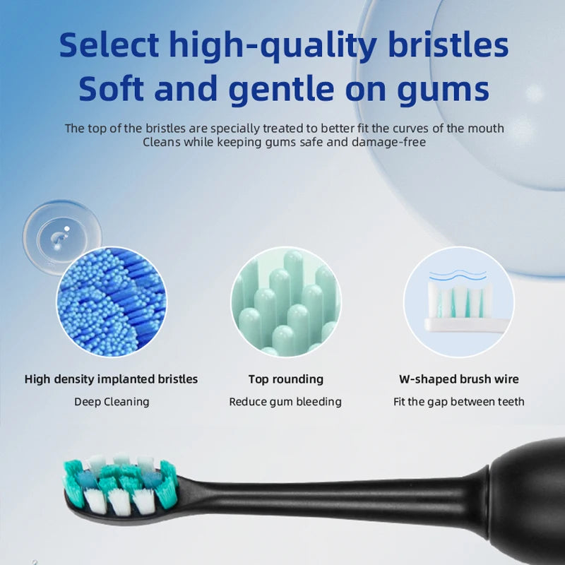 Great Value 8 Brush Electric Toothbrush Automatic Sonic Electric Toothbrush Battery Powered with Travel Case