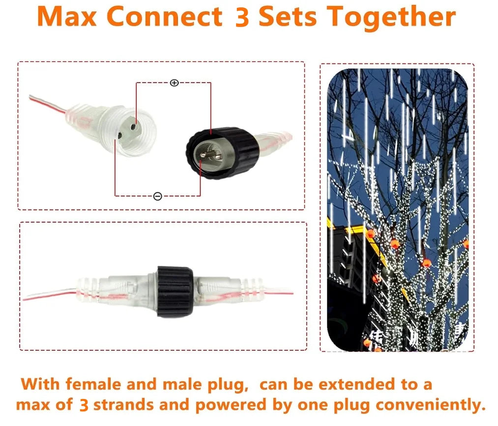Meteor Shower Led Lights 8/10 Tubes Snow Falling Rain Outdoor Waterproof Christmas Led Fairy String Light for Garden Wedding
