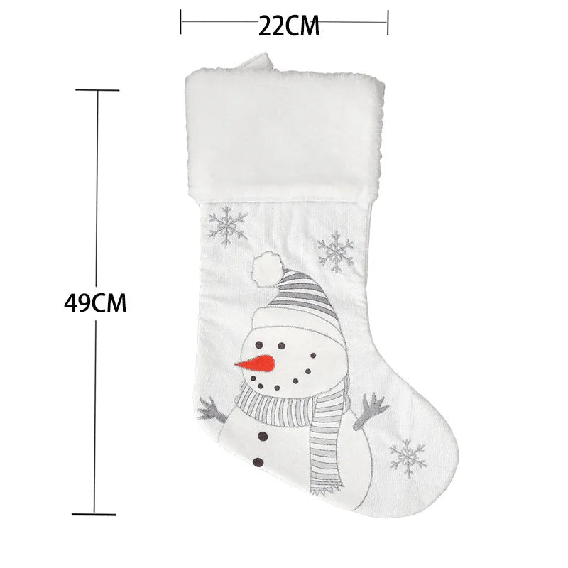 KG Xmas Noel Natale Adornos De Navidad Home Holiday Decoration 19inch White Christmas Gift Sock Christmas Tree Ornament Stocking