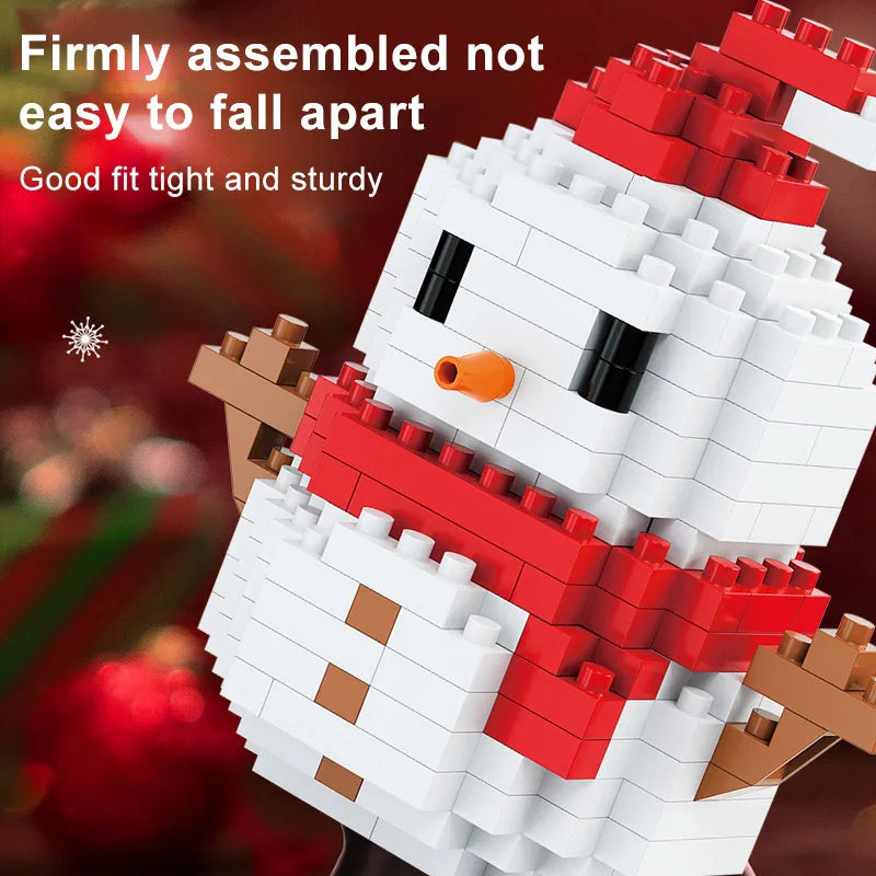 Hot Selling Plastic Building Block Series Christmas Figures Snowman Mini Brick Toys Early Learning Tool Set for Kids