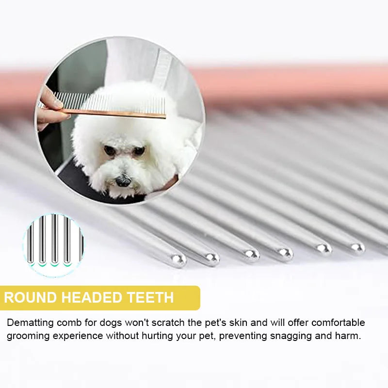 Professional Cats Stainless Steel Pins Comb Dog Metal Hair Buster Comb Pet Comb for Shedding and Detangling