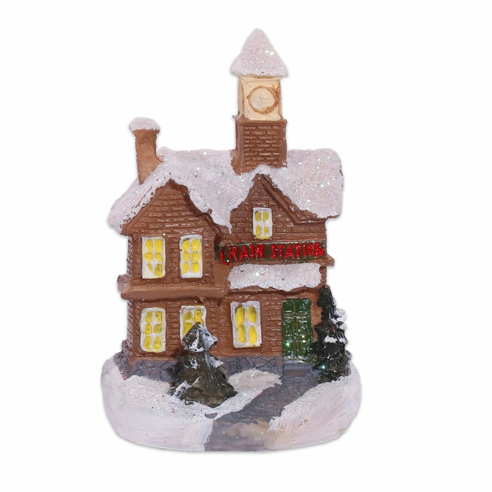 Festive Christmas Village Set with LED Lights Resin Decor Factory Direct