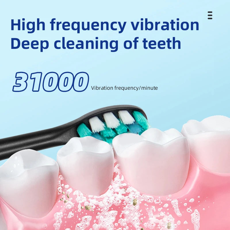 Great Value 8 Brush Electric Toothbrush Automatic Sonic Electric Toothbrush Battery Powered with Travel Case