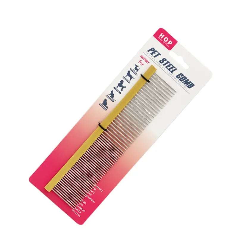 Professional Cats Stainless Steel Pins Comb Dog Metal Hair Buster Comb Pet Comb for Shedding and Detangling